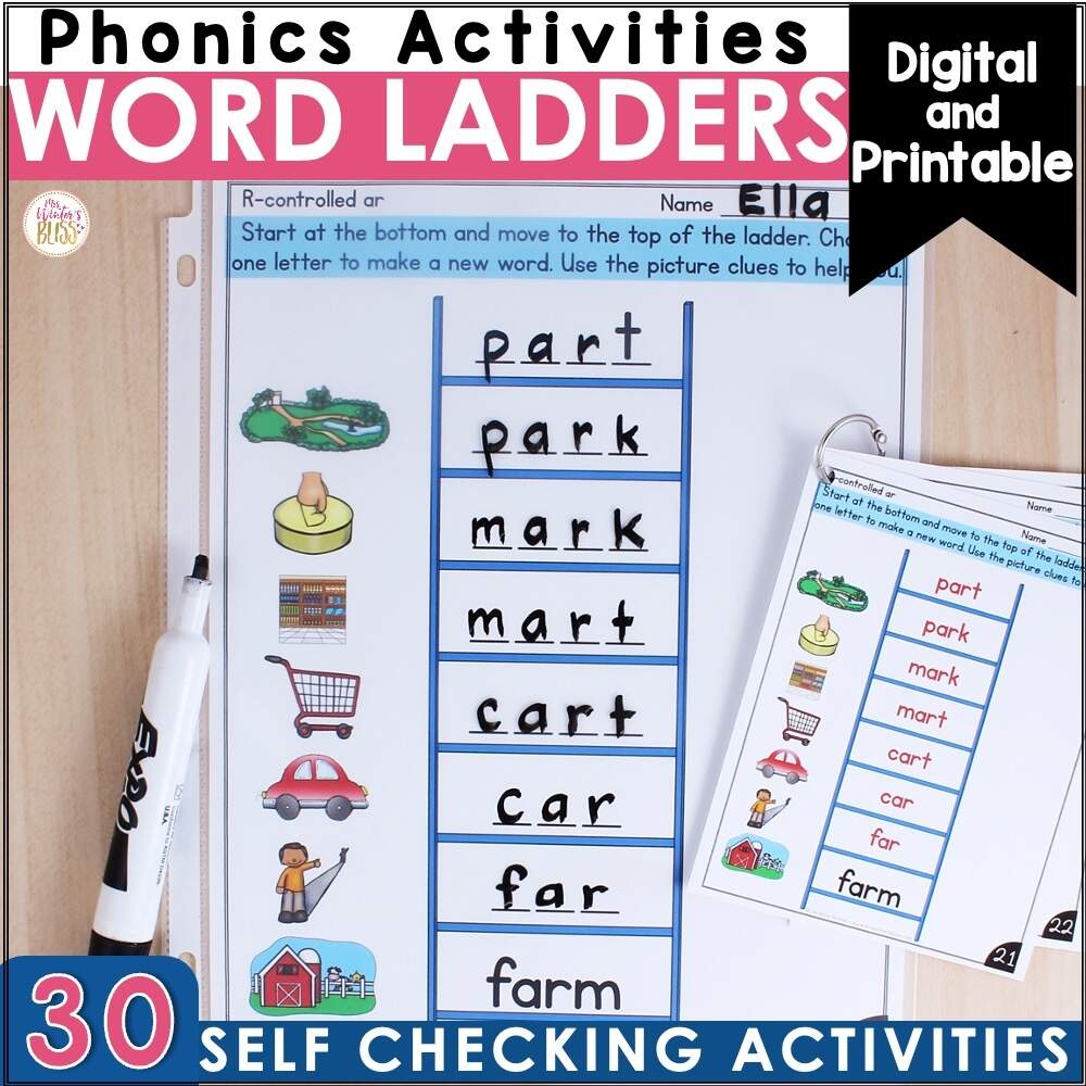 Word Ladders Printable And Digital Phonics Activities Lead In Literacy Resources For Kindergarten 1st 2nd Grade Word Ladders Printable And Digital Phonics Activities Lead In Literacy Resources For Kindergarten 1st 2nd Grade