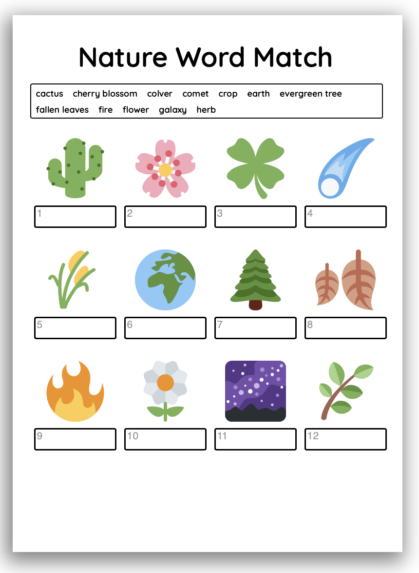 Word Match Printable Worksheet For Teaching Languages