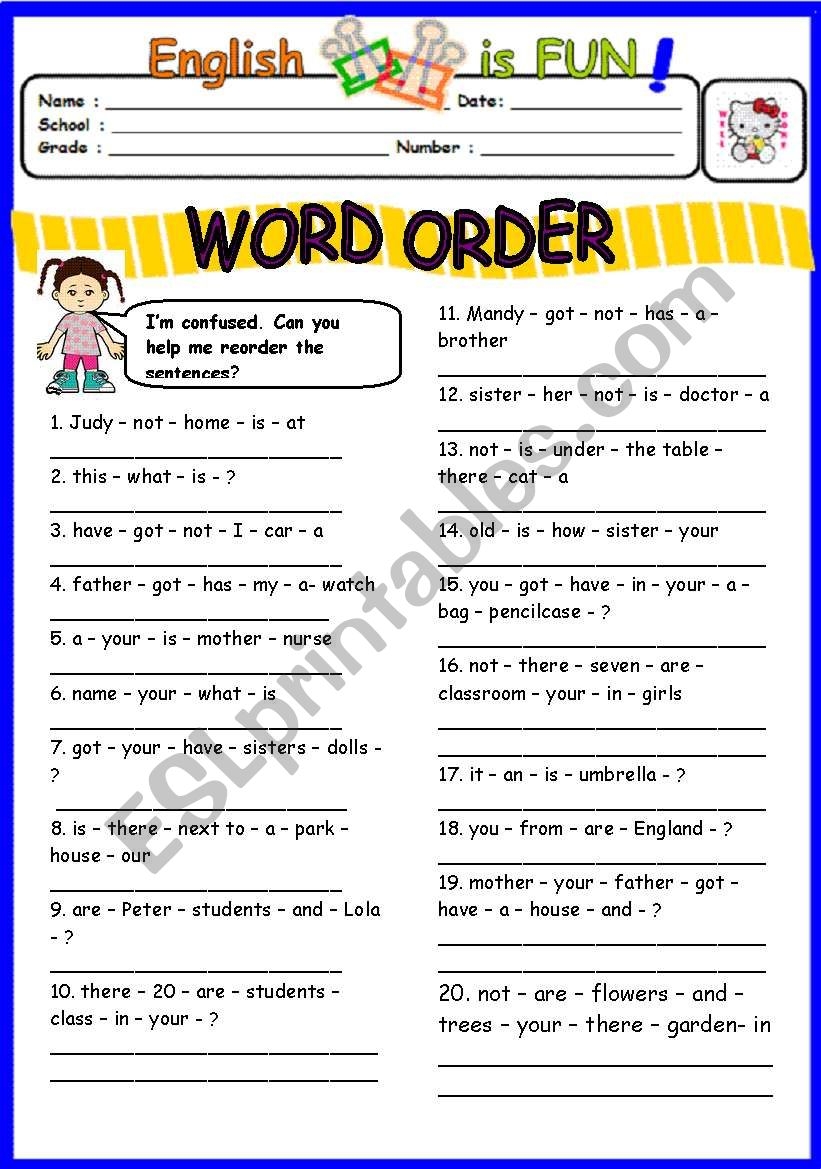 Word Order ESL Worksheet By Bburcu WORD ORDER In Statements And Questions ESL Worksheet By Larisa
