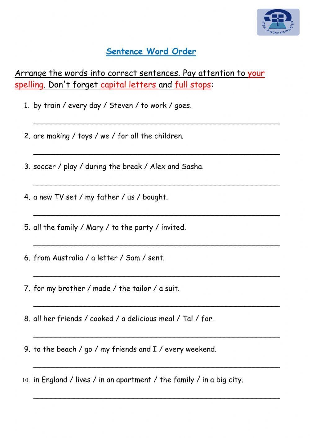 Word Order Worksheets 15 Worksheets Library Worksheets Library Word Order Worksheets 15 Worksheets Library Worksheets Library