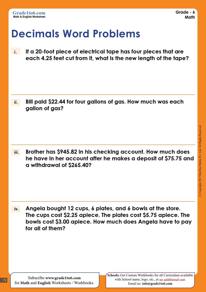 Word Problem With Multiplication Of Decimals Numbers Grade1to6 Worksheets Library Word Problem With Multiplication Of Decimals Numbers Grade1to6 Worksheets Library