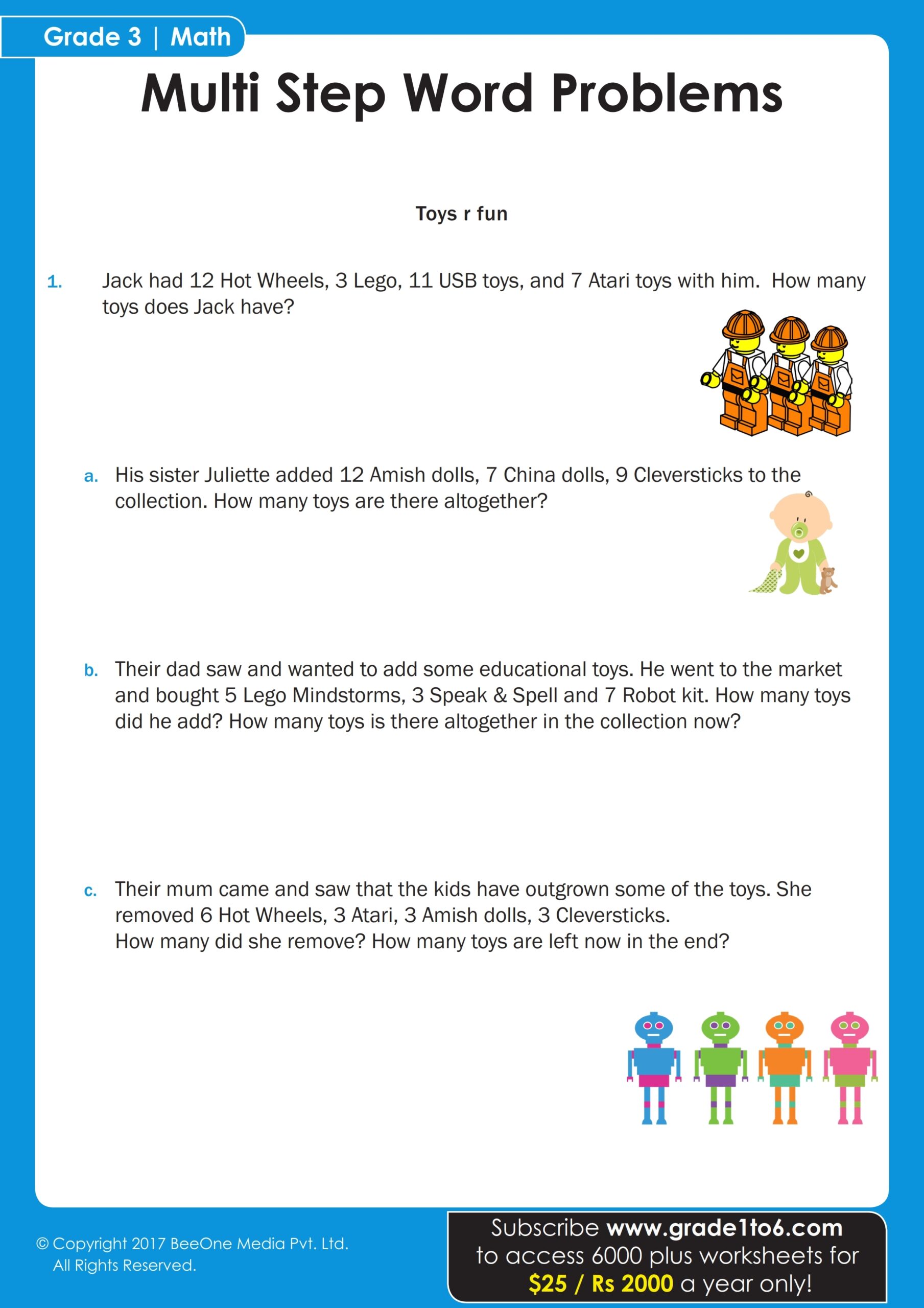 Word Problems Involving Addition And Subtraction Grade1to6