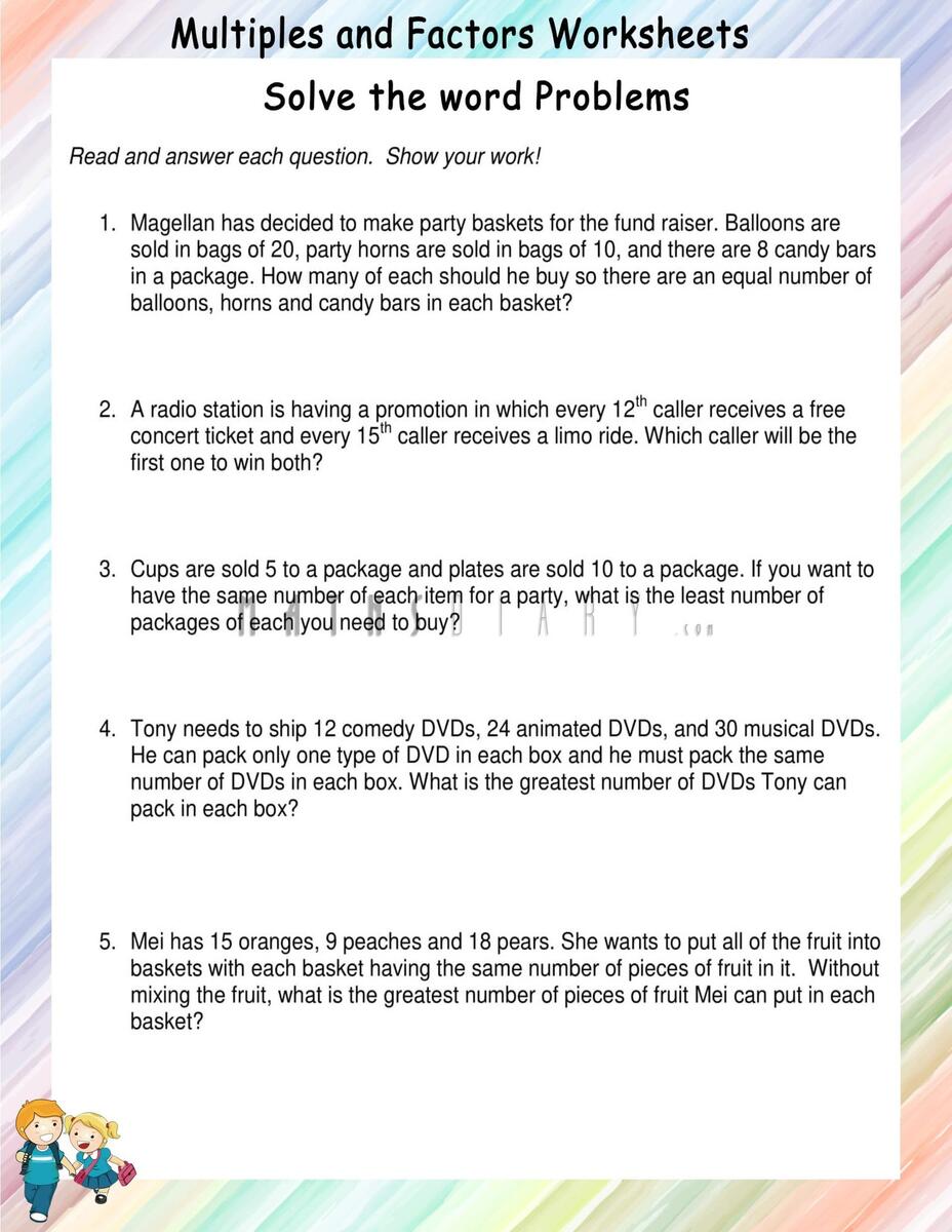 Word Problems Multiples And Factors Worksheets Math Worksheets MathsDiary Word Problems Multiples And Factors Worksheets Math Worksheets MathsDiary