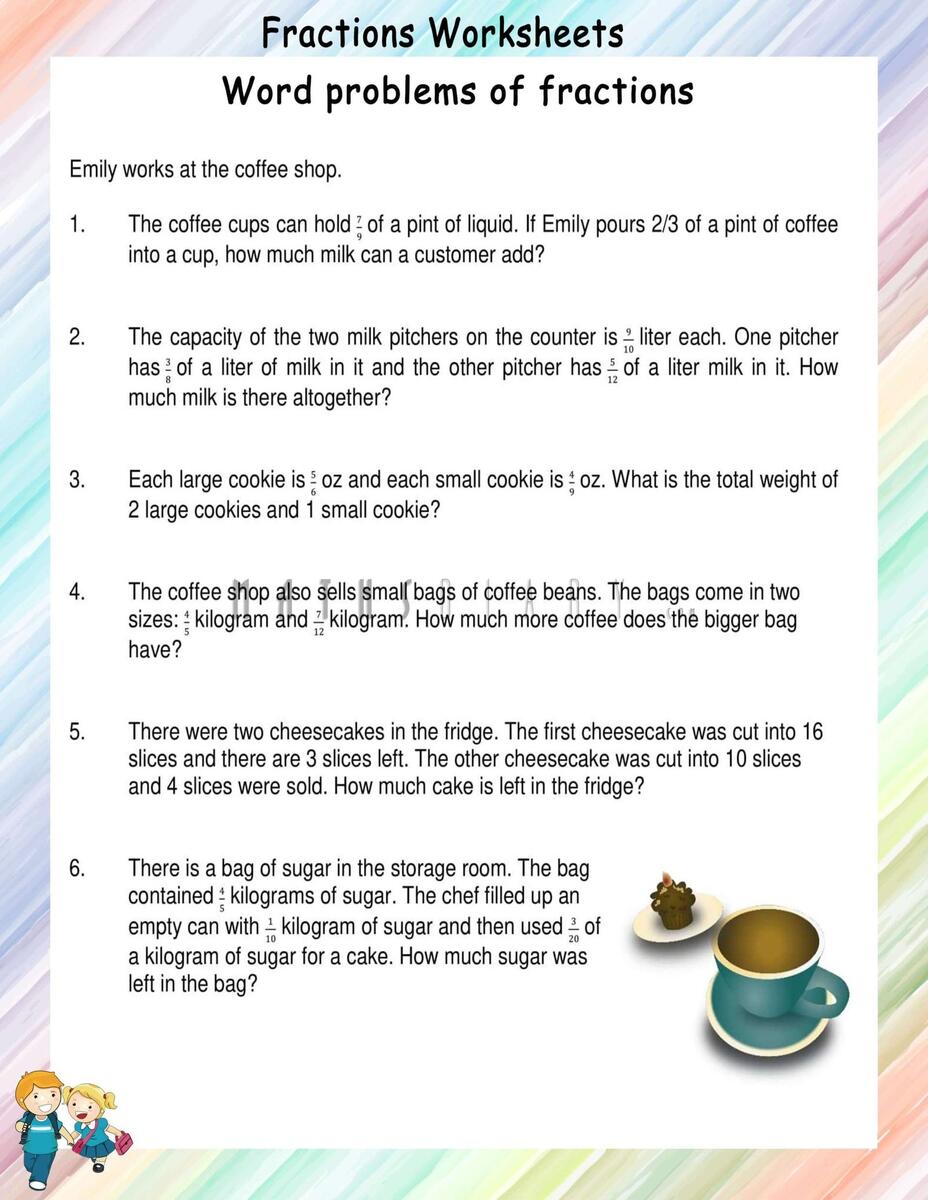 Worksheet On Word Problems On Fractions Fraction Word Problems Ans