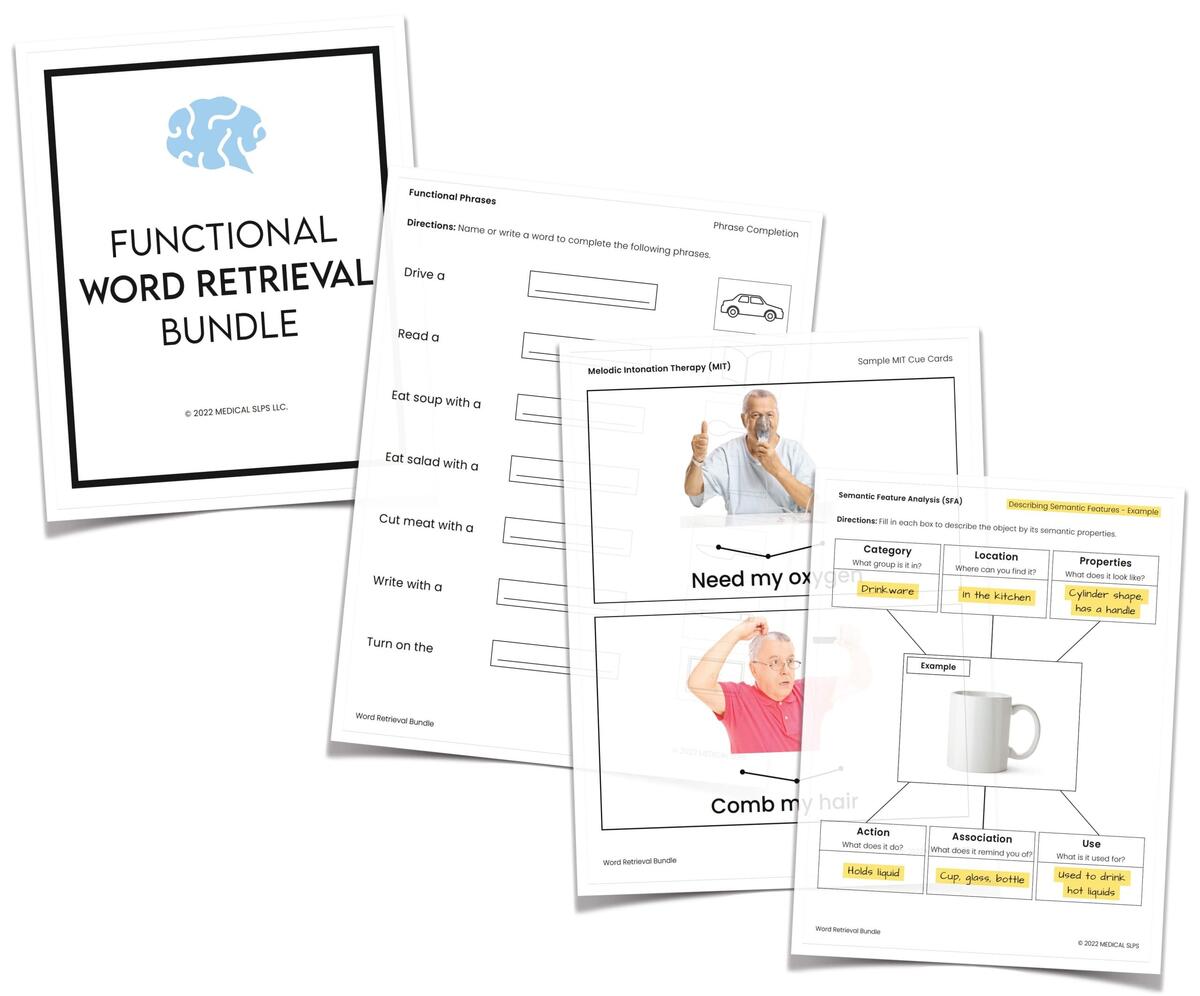 Word Retrieval Worksheets Bundle Medical SLPs Word Retrieval Worksheets Bundle Medical SLPs