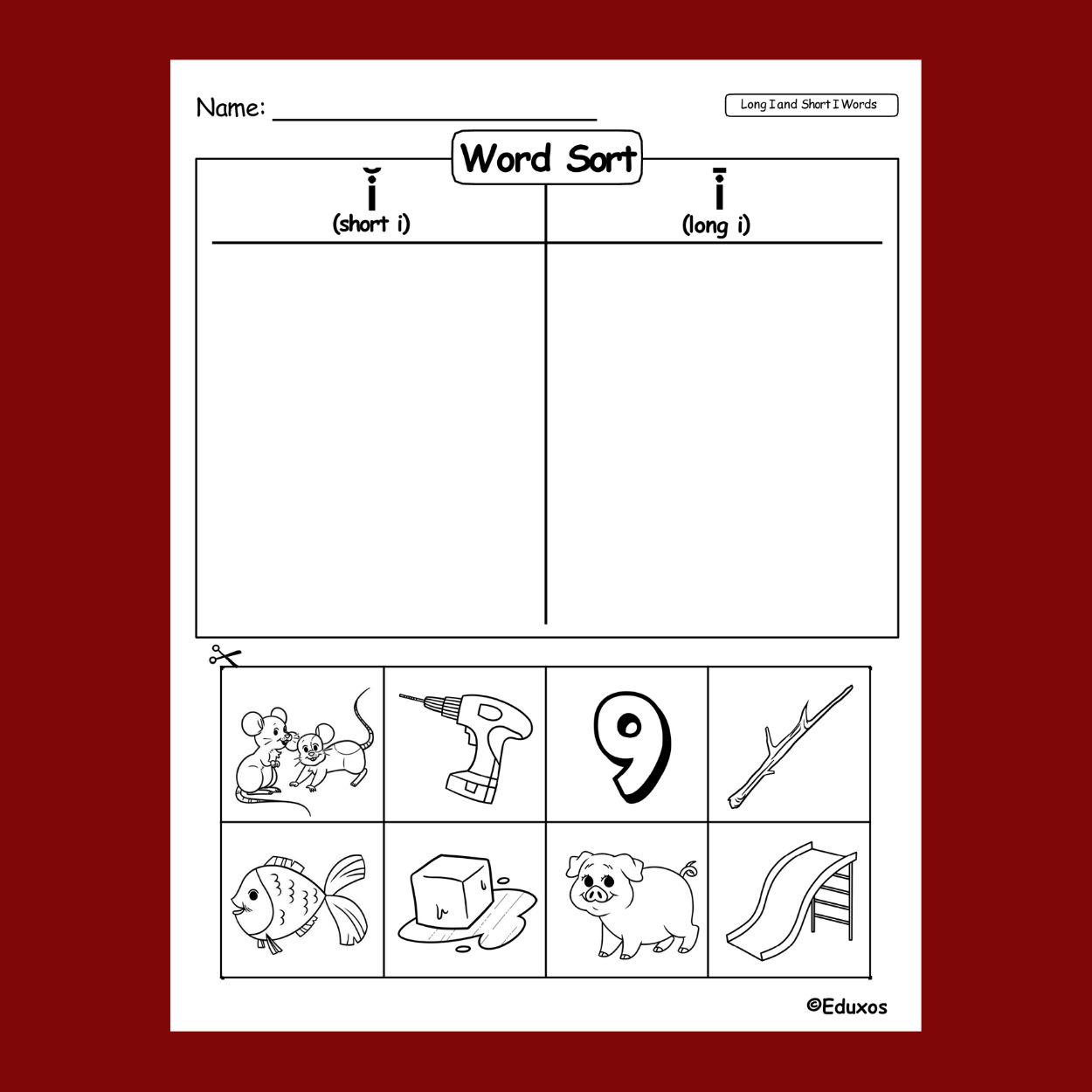 Word Sort Short And Long A E I O And U Cut And Glue Made By Teachers