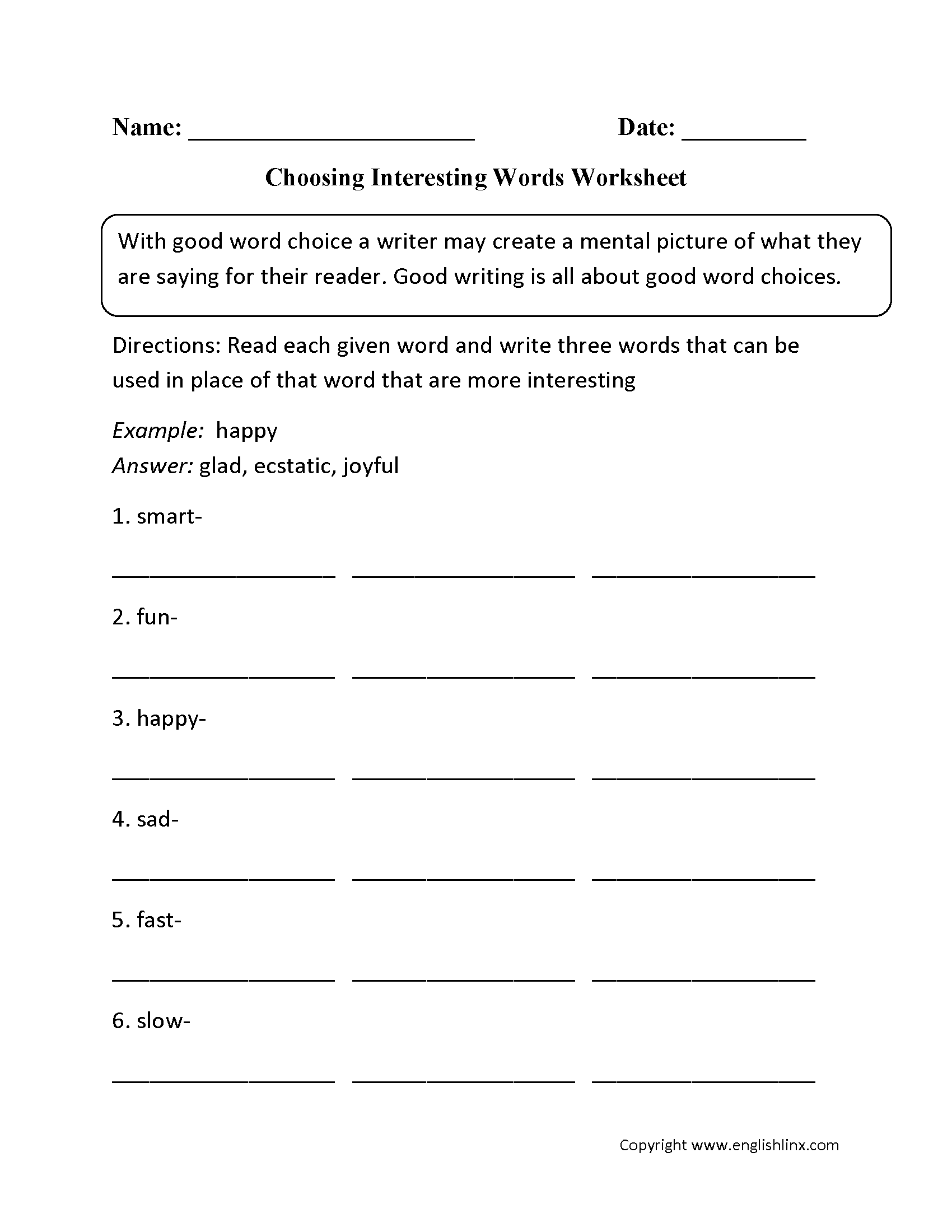 Word Usage Worksheets Word Choice Worksheets Word Usage Worksheets Word Choice Worksheets