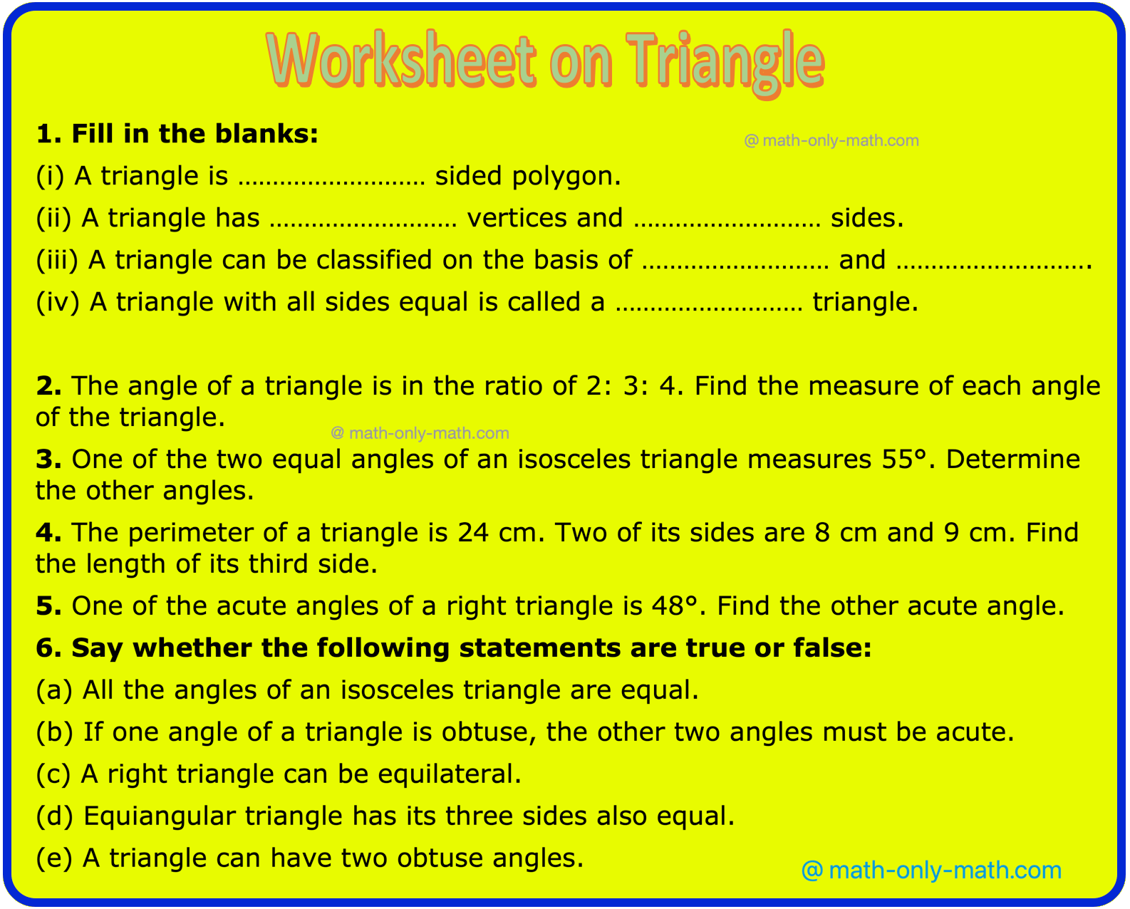 Worksheet On Triangle Homework On Triangle Different Types Answers Worksheet On Triangle Homework On Triangle Different Types Answers