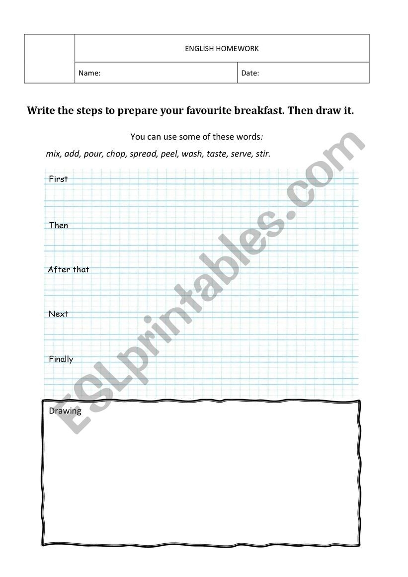 Write A Recipe Sequence Words ESL Worksheet By Miss Irene Write A Recipe Sequence Words ESL Worksheet By Miss Irene