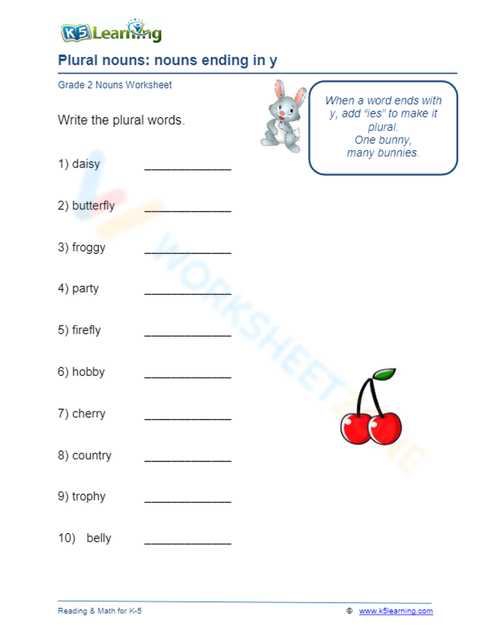 Y At The End Of A Word With Long I Sound Worksheet Teaching Worksheets Library