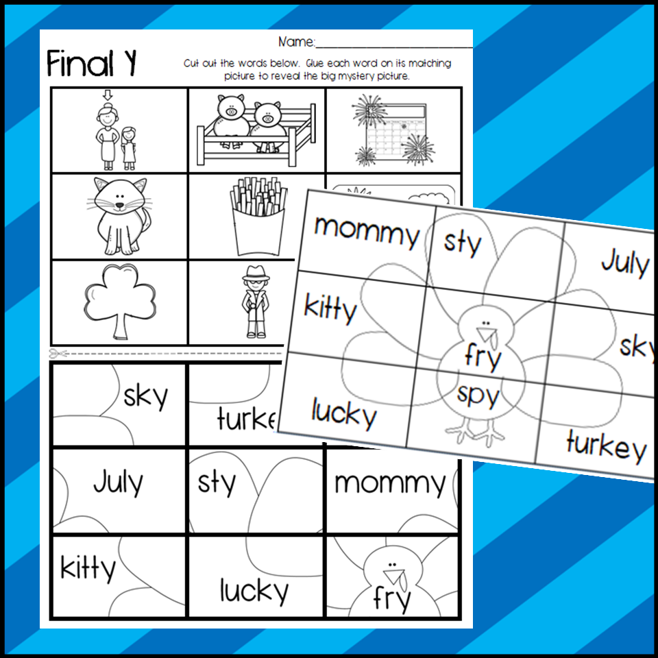Y Ending Mystery Picture Worksheets Cut And Paste Made By Teachers